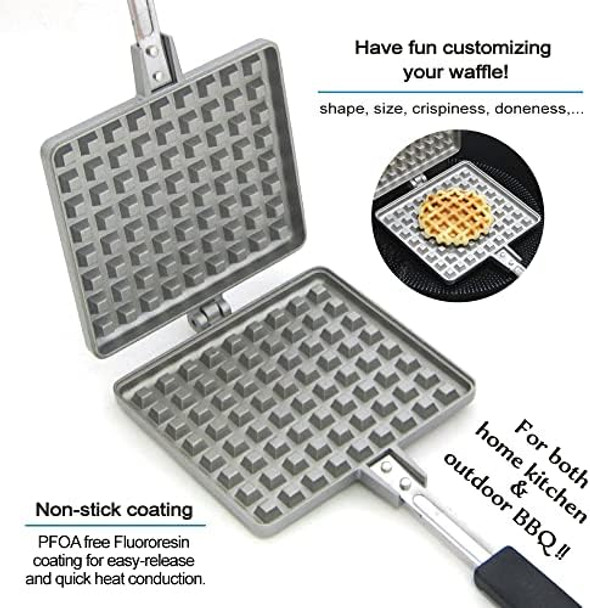 Waffle Maker [ Made In Japan ] Has Nonstick Coating 5.43 X 5.42 Inch Portable Diy Waffle Maker For Kitchen And Camping