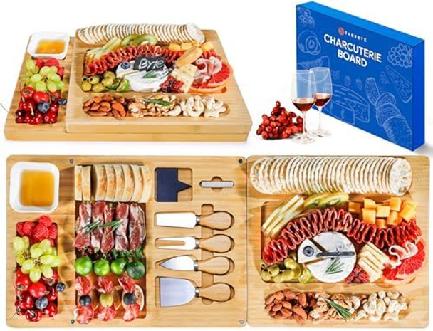 Charcuterie Boards Thereye Cheese Board With Knife Set Bamboo Charcuterie Board Set s For Women Wedding s House Warming s Bridal Shower (Extra Large) Charcuterie Boards Thereye Cheese Board With Knife Set Bamboo Charcuterie Board Set s For Women Wedding s House Warming s Bridal Shower (Extra Large)