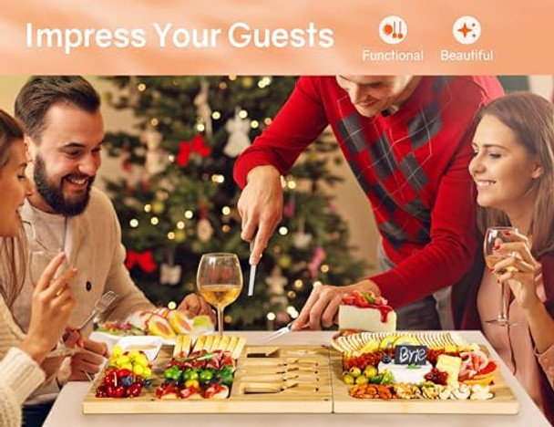 Charcuterie Boards Thereye Cheese Board With Knife Set Bamboo Charcuterie Board Set s For Women Wedding s House Warming s Bridal Shower (Extra Large) Charcuterie Boards Thereye Cheese Board With Knife Set Bamboo Charcuterie Board Set s For Women Wedding s House Warming s Bridal Shower (Extra Large)
