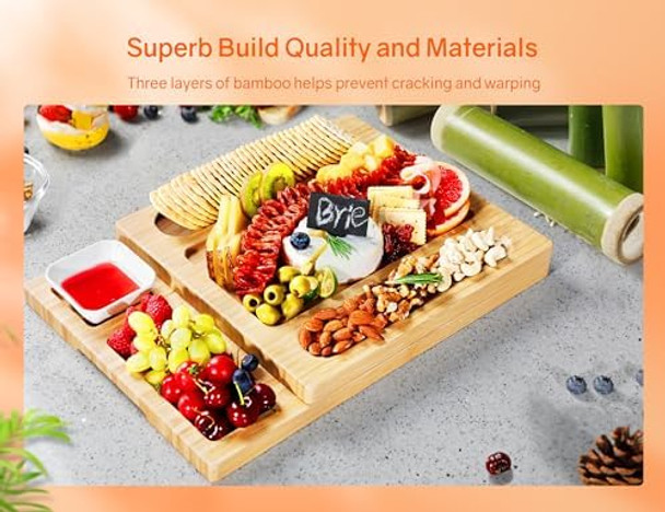 Charcuterie Boards Thereye Cheese Board With Knife Set Bamboo Charcuterie Board Set s For Women Wedding s House Warming s Bridal Shower (Extra Large) Charcuterie Boards Thereye Cheese Board With Knife Set Bamboo Charcuterie Board Set s For Women Wedding s House Warming s Bridal Shower (Extra Large)