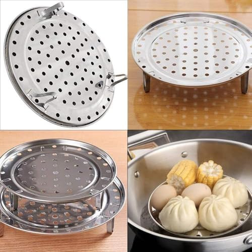 Stainless Steel Insert For Pot Steam Rack Round Steaming Plate For Pots Pans Crock Pots With Supporting Feet(Diameter 11 Inch)