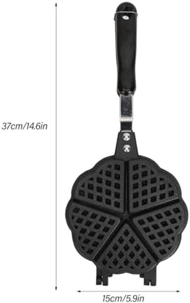 Waffle Maker Pan 5.9In Aluminum Alloy Nonstick Heart Shaped Waffle Maker Portable Stove Top Camping Waffle Maker Pan For Breakfast Waffles Sandwich Defult