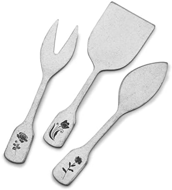 Towle Living Matte Floral 3 Piece Cheese Set Towle Living Matte Floral 3 Piece Cheese Set