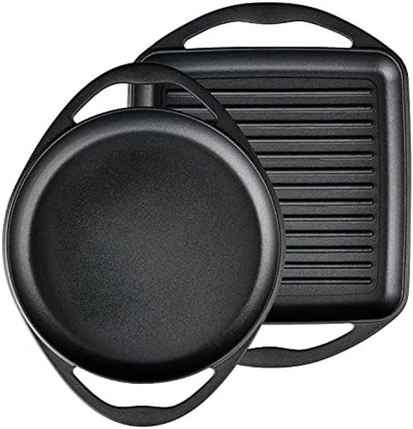 Tramontina Pre-Seasoned Grill And Griddle Set Cast Iron 2 Pack 80131/042Ds