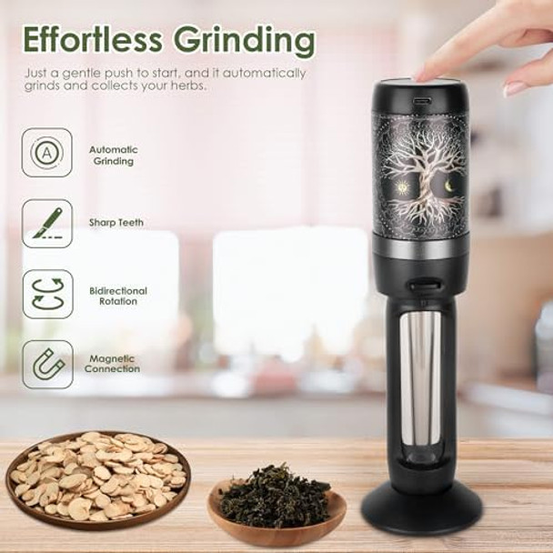 Rechargeable Electric Herb Grinder Aluminum Herbal Grinder Machine With Sharp Teeth Two-Way Grinding Spice Mill For Fluffy Herb Rechargeable Electric Herb Grinder Aluminum Herbal Grinder Machine With Sharp Teeth Two-Way Grinding Spice Mill For Fluffy Herb