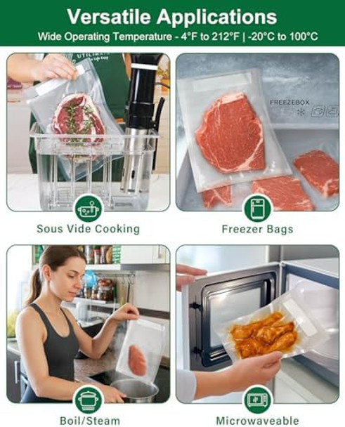 Vacuum Sealer Bags For Food Bundle Quart 8X11 In 100 And Pint 6X10 In 50 Bags For Food Saver zer Seal A Meal Sous Vide Meal Prep Bpa Heavy Duty Preprinted Labeling Area Vacuum Sealer Bags For Food Bundle Quart 8X11 In 100 And Pint 6X10 In 50 Bags For Food Saver zer Seal A Meal Sous Vide Meal Prep Bpa Heavy Duty Preprinted Labeling Area