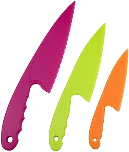 Vaktok-3Pcs Nylon Kitchen Knife Plastic Knives Nylon Kids Chef Knives Suitable For Children Beginners In The Kitchen To Make Fruit Lettuce Vegetable Salad Bread