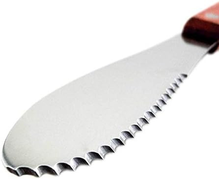 Stainless Steel Straight Edge Wide Butter Spreader Deluxe Sandwich Cream Cheese Condiment Knives Set Kitchen Tools Wood Handle 8” (4)