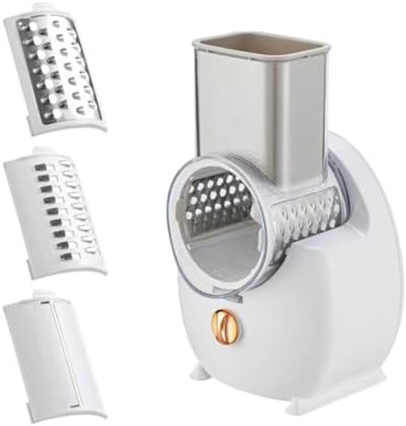 Electric Vegetable Slicer - 3 In 1 Electronic Fruit Shredder - For Kitchen Use - Salad Shooter Electric Slicer/Chipper (White)