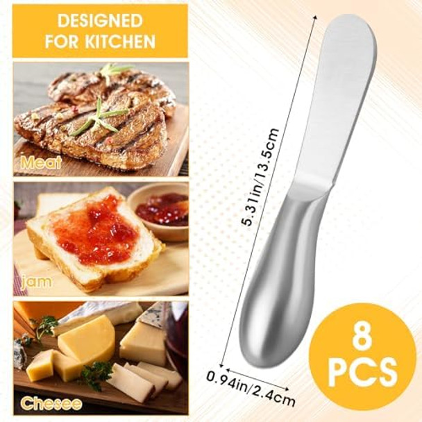 8 Pcs Cheese Spreader Knives Mini Cheese And Butter Spreader Knife Set Stainless Steel Sandwich Cream Cake Butter Knives For Christmas Thanksgiving Day