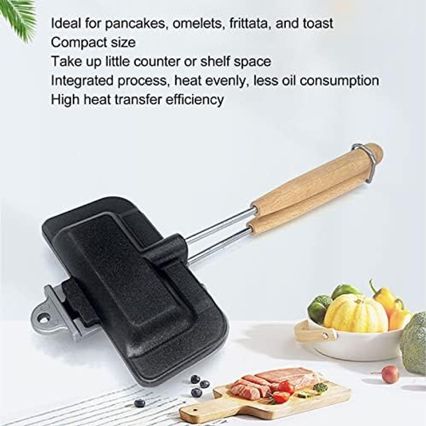 Sandwich Frying Pan Double Sided Hot Dog Toaster Small Portable Non Stick Removable Sandwich Clamp Kitchen Tool For Breakfast Pancakes Toast Omelets
