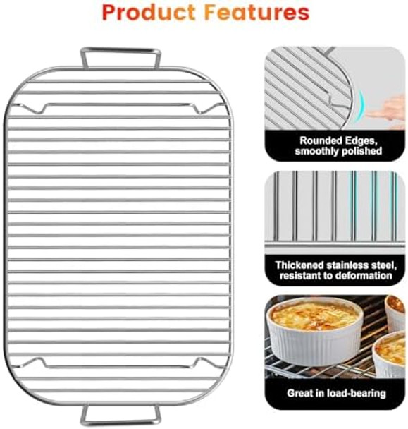 Stainless Steel Rack 12.6×8.7 Inches Outdoor Indoor Flex Flame Combi Accessories Grill Stand With Handles For Ninja Og701 Og751 Woodfire And Other Woodfire Electric Accessories Dishwasher Safe