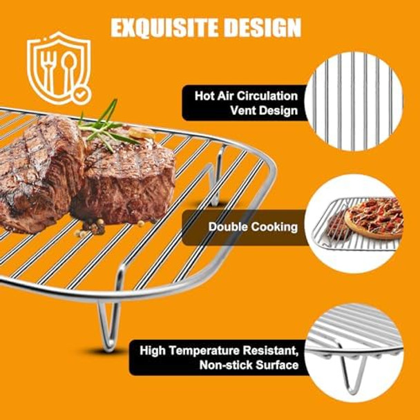 Stainless Steel Stand 12.6×8.7 In Indoor Outdoor Flex Flame Combi Accessories Grill Stand For Ninja Woodfire Og701 Og751 And Other Wood Fire Electric Air Fryer Dishwasher Safe