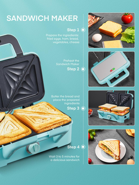 Fohere Waffle Maker 3 In 1 Sandwich Maker 1200W Panini Press  Orange Juicer Squeezer Cast Iron Lemon Squeezer