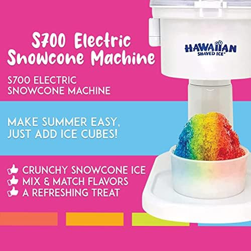 Hawaiian Shaved Ice Snow Cone Machine Package With 6 Flavoring Syrups And Party Ready Accessories