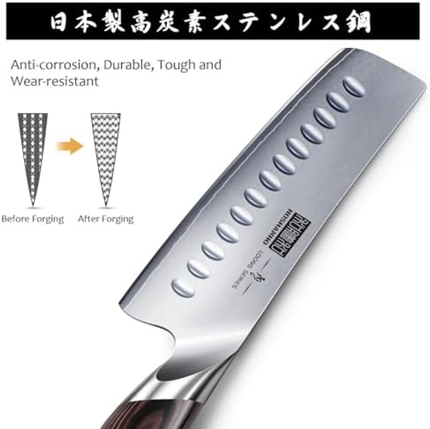 7 Inch Nakiri Knife Japanese High Carbon Stainless Steel Chef Knife Multipurpose Meat Vegetable Sharp Kitchen Knife With Ergonomic Pakkawood Handle