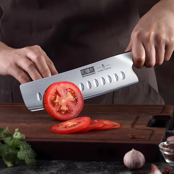 7 Inch Nakiri Knife Japanese High Carbon Stainless Steel Chef Knife Multipurpose Meat Vegetable Sharp Kitchen Knife With Ergonomic Pakkawood Handle