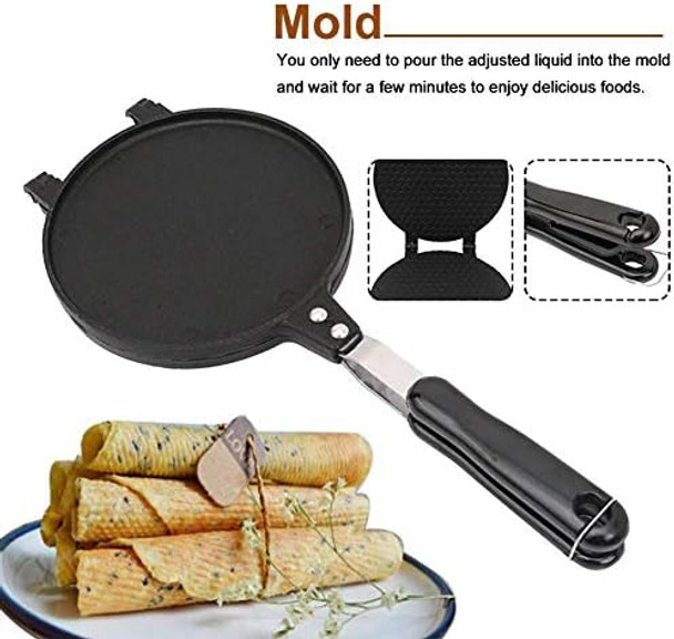 Double Side Waffle Maker Non Stick Waffle Irons Mold Pan Egg Roll Maker Diy Ice Cream Pancake Cone Maker Omelet Dessert Cooking Baking Tool For Home Kitchen Restaurant Snack Stand Cake Shop (6.7In)