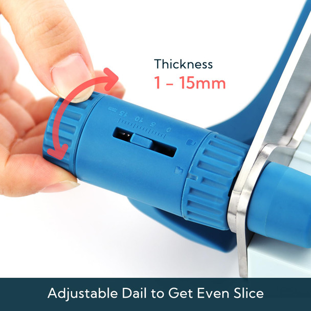 Kitchendao Multipurpose Cheese Slicer Cutter With Board For Arthritic And Weak Hands Adjustable Thickness Dial For Block Cheese Effortless Slicing Guillotine Sausage Ham Biltong Jerky Slicer