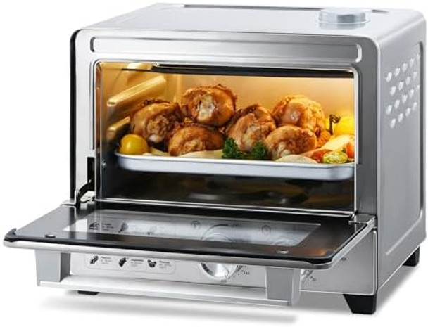 12.7 Qt 6-In-1 Air Fryer Toaster Oven With Steam Infusion Compact Fast Preheat Air Fry Bake Roast Broil Reheat & Steam Perfect For Small Contertop Blue