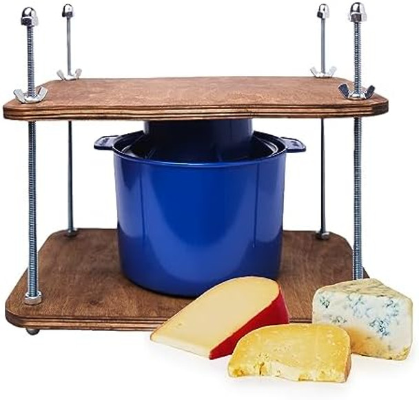 Wooden Cheese Press For Cheese Making Supplies 12In Plywood 1/2In Thick Metal Guides And Cheese Mold With Follower Piston 1/2 Gal  Home Supply Ultimate Cheese Press Machine  Prensa Para Queso Casero