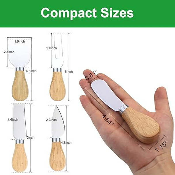 10 Pcs Cheese Knives Wooden Handle Cheese Knife Set for Charcuterie Board Mini Steel Stainless Cheese Cutter Spreader Fork for Party Wedding Christmas Charcuterie Accessories