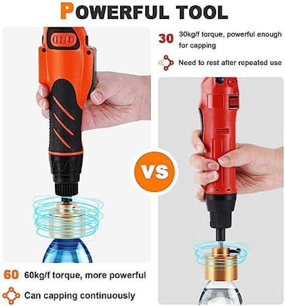 Electric Bottle Capping Machine 60Kg/F Handheld Bottle Cap Sealer Bottle Screwing Sealing Machine For 10-50Mm Diameter Plastic Bottles 160W 110V