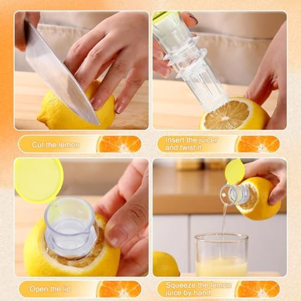 Lemon Squeezer Screw Top Lemon Squeezer Durable Portable Lemon Compact Juice Extractor Citrus Press With Lid Squeeze Lime For Cocktails Drinks (2Pcs)