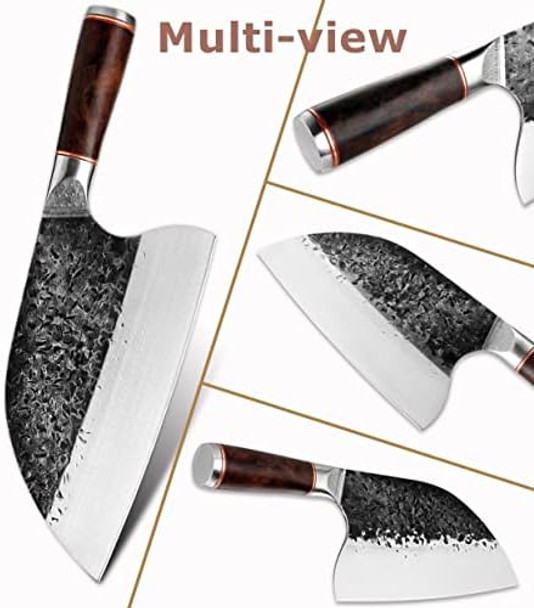 Huusk Japan Knife Feather Knife Hand Forged Viking Knife High Carbon Steel Butcher Knife Boning Knife For Meat Cutting Japanese Chef Knives Cooking Knife With Sheath For Kitchen Camping For Dad