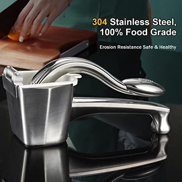 Lemon Squeezer Stainless Steel Manual Juicer Citrus Lime Orange Fruit Squeezer Heavy Duty Ergonomic Handle Labor-Saving Large Capacity Juice Press Hand Handheld Juicer (5 Year )