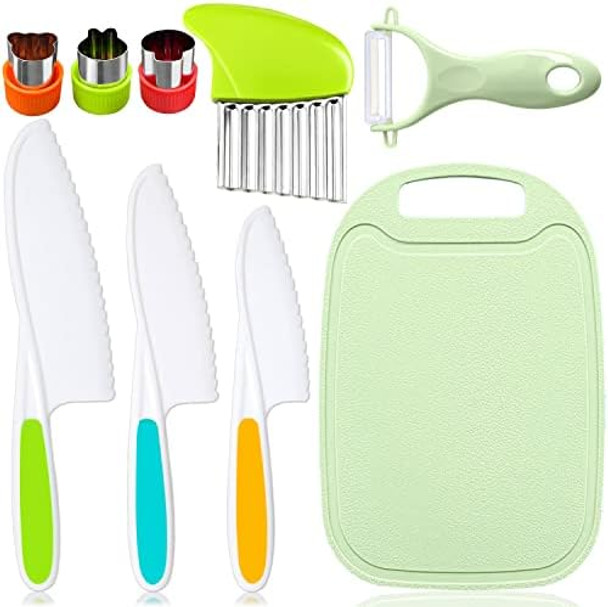 9 Pcs Kids Kitchen Knife Set Kids Knives For Real Cooking With Cutting Board Y Peeler Crinkle Cutter Sandwich Cutter Serrated Edges Plastic Toddler Knife Kid Safe Knives 9 Pcs Kids Kitchen Knife Set Kids Knives For Real Cooking With Cutting Board Y Peeler Crinkle Cutter Sandwich Cutter Serrated Edges Plastic Toddler Knife Kid Safe Knives