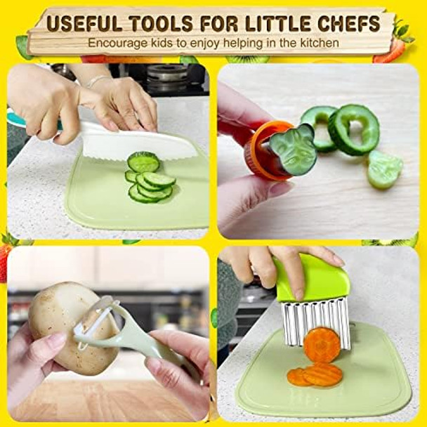 9 Pcs Kids Kitchen Knife Set Kids Knives For Real Cooking With Cutting Board Y Peeler Crinkle Cutter Sandwich Cutter Serrated Edges Plastic Toddler Knife Kid Safe Knives 9 Pcs Kids Kitchen Knife Set Kids Knives For Real Cooking With Cutting Board Y Peeler Crinkle Cutter Sandwich Cutter Serrated Edges Plastic Toddler Knife Kid Safe Knives