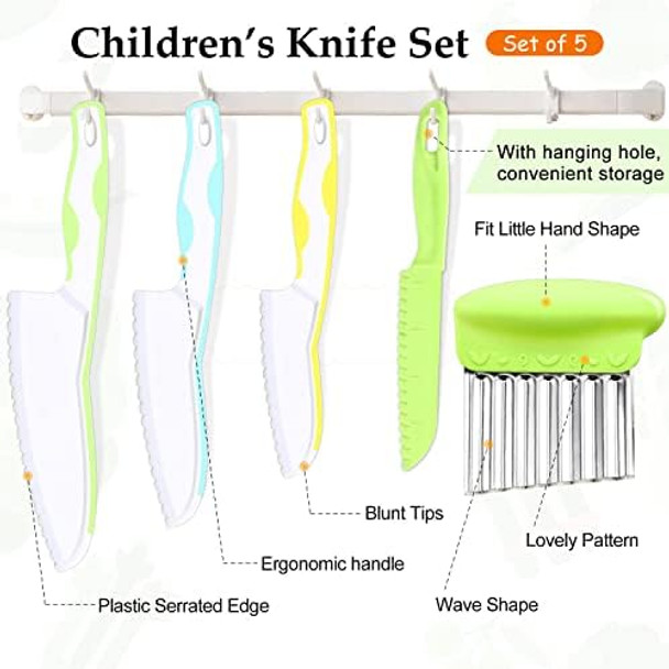 5 Pcs Kids Knives Kids Safe Cooking Knife Plastic Kid Kitchen Knife Set With Crinkle Cutter Serrated Edges Toddler Knives For Real Cooking & Cutting Fruit Bread Vegetable 5 Pcs Kids Knives Kids Safe Cooking Knife Plastic Kid Kitchen Knife Set With Crinkle Cutter Serrated Edges Toddler Knives For Real Cooking & Cutting Fruit Bread Vegetable