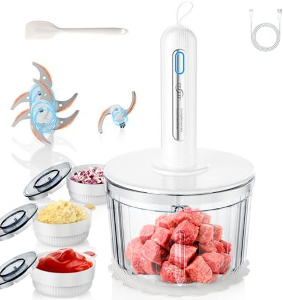Glass Food Processor With 3 Blades & 4 Bowls (8 Cup + 3X0.5 Cup) Small Food Processor& Meat Grinder - Compact Design For Meal Prep Baby Food Sauces - Dishwasher Safe Glass Food Processor With 3 Blades & 4 Bowls (8 Cup + 3X0.5 Cup) Small Food Processor& Meat Grinder - Compact Design For Meal Prep Baby Food Sauces - Dishwasher Safe