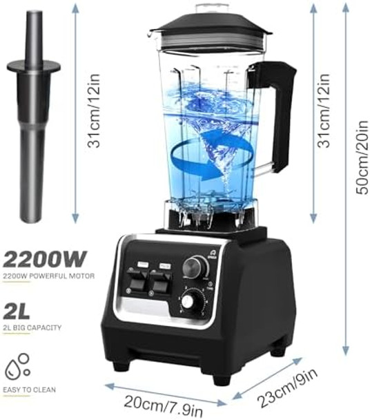 Professional Blenders For Kitchen 2L Large Capacity Smoothie Blender 2200W High Power Home And Commercial Countertop Blender 68Oz Bpa Free Blender For Shakes And Smoothies With Timer Crushing Ice