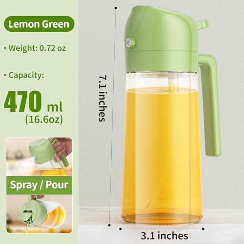 Oil Sprayer For Cooking d Olive Oil Sprayer And Dispenser For Kitchen Food Grade Oil Spray Bottle For Cooking Air Fryer Deep Frying Bbq (Green 470Ml)