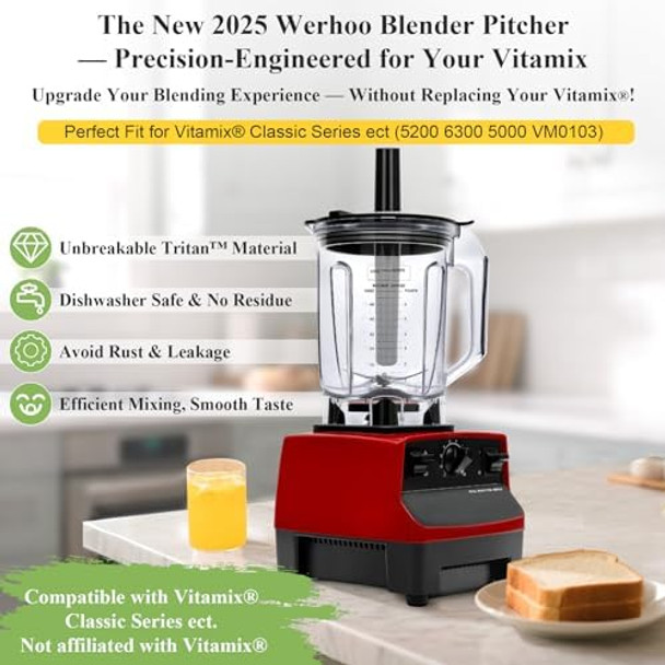 Fit Vitamix Blender Pitcher & TamperFit Vitamix 5200 6300 Vm0103 750 E310 Ect ContainerReplace Classic/Explorian/Commercial Series Etc Jar CupPrevent Leakage Rusty8 Cup 64 Oz3 Year Manufacturer
