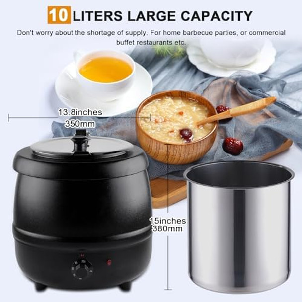 Food Soup Kettle Warmer With Ladle Countertop Cheese Warmer Catering Soup Warmer Commercial For Buffet Food Warmer Party