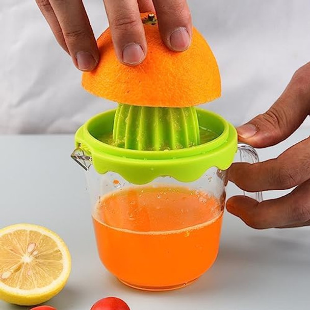Citrus Orange Juicer Lemon Manual Hand Squeezer Lime Press Anti-Slip Lid Rotation Reamer With Strainer And Container