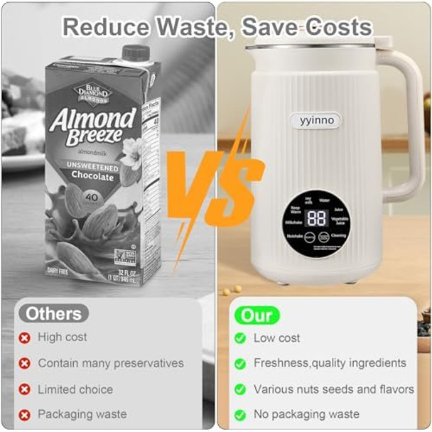 Nut Milk Maker Blender 40Oz Large Capacity Automatic Soybean Machine With 18H Delay Start Timer & Keep-Warm Homemade Quiet Almond/Soy/Oat Milk Machine Bpa-Free Detachable Blades For Easy Cleaning