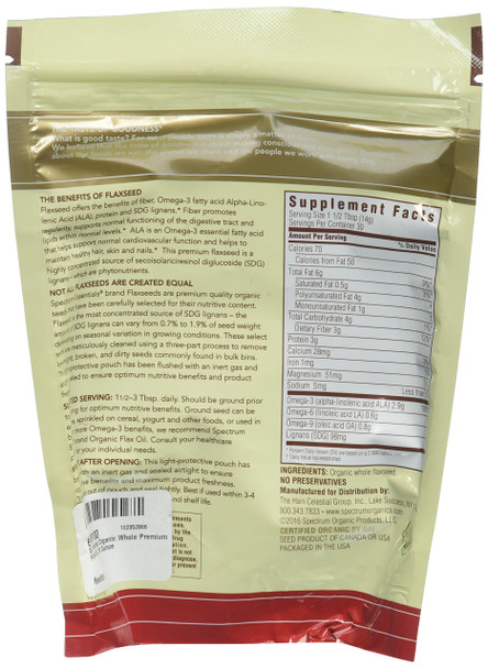 Spectrum Essentials Organic Whole Premium Flaxseed Bag