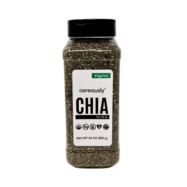 CEREAUSLY Organic Black Chia Seeds in Bulk  NON-GMO  Kosher  Gluten-Free  Vegan - 1.5 Pound