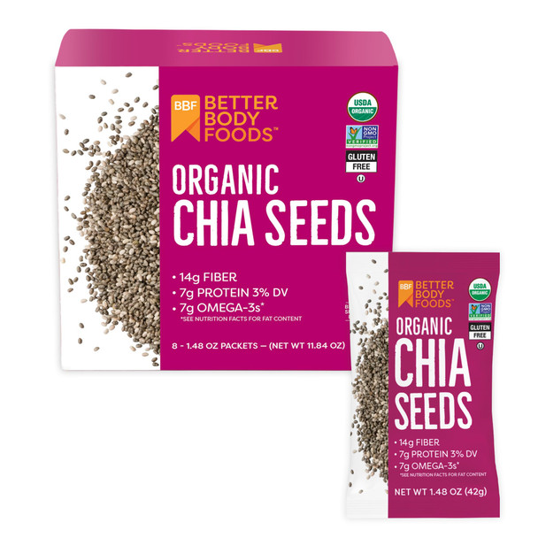Betterbody Foods Organic Chia Seeds 1.48 oz packets Pack of 24