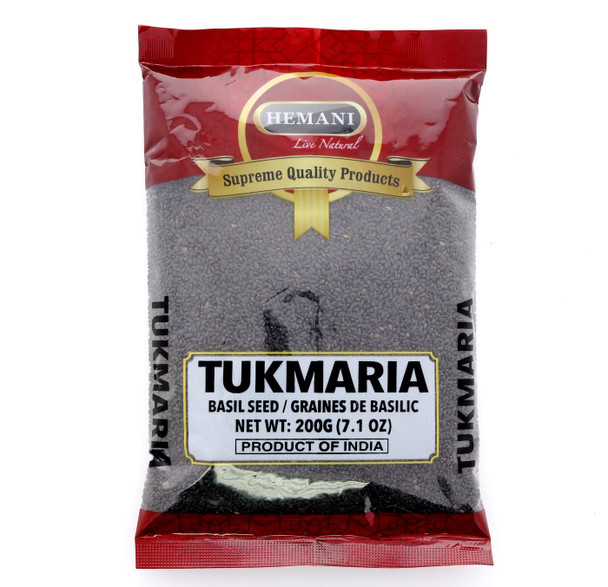 HEMANI Basil Seeds 7.1 OZ 200g  Tukmaria  Thai Basil Seeds - 2X More Nutritious Than Chia Seeds AKA Sabja Seed  Tulsi Beej  Tukmariya
