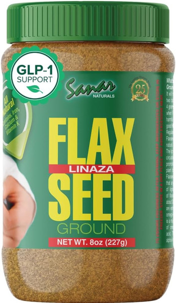 Sanar Naturals Ground Flax Seed, 8 oz - Great Source of Omega 3,6,9 Dietary Fibers  Lignans  and Protein