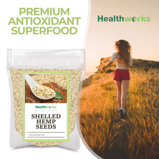 Healthworks Superfood Shelled and Hulled Hemp Seeds Canadian - 32 Oz  2 Lbs  Premium and  All-Natural - Contains Omega 3 and  6  Fiber and Protein  Packaging May Vary