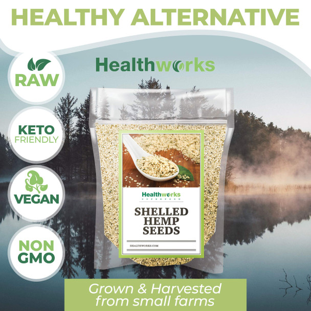 Healthworks Superfood Shelled and Hulled Hemp Seeds Canadian - 32 Oz  2 Lbs  Premium and  All-Natural - Contains Omega 3 and  6  Fiber and Protein  Packaging May Vary