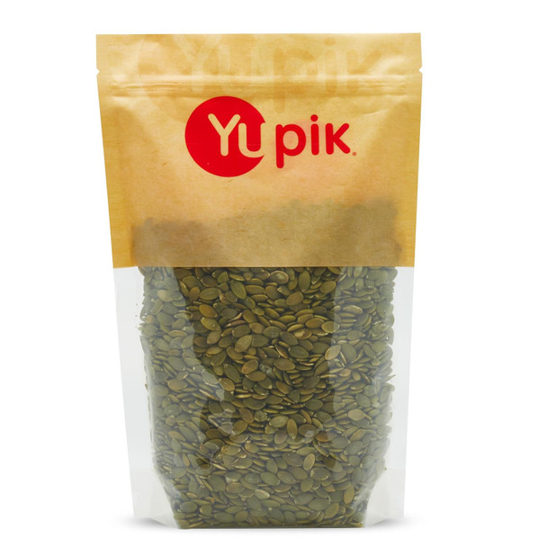 Yupik Raw Pumpkin Seeds No Shell 1 lb 16 oz GMO-Free Gluten-Free Kosher Shelled Pepitas Salt-Free Oil-Free Plant-Based Protein Source of Fiber Healthy Snacks Ideal for Baking and Topping