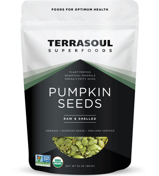 Terrasoul Superfoods Organic Pumpkin Seeds 2 Lbs  Premium Quality Shelled Raw Unsalted