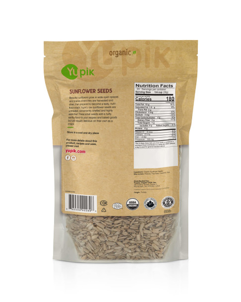 Yupik Organic Sunflower Seeds No Shell 2.2 lb 35.2 oz Non-GMO Vegan Gluten-Free Kosher Raw Seeds Salt-Free Oil-Free Source of Fiber and Iron Healthy Snack  Ideal for Baking and  Topping